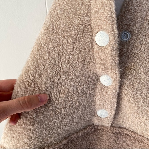 Women's Outdoor Voices MegaFleece Snap Up Hoodie Wool Blend Beige Sz S *stains - Picture 12 of 16